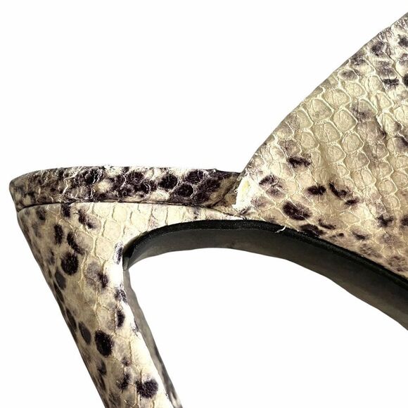 L’INTERVALLE Python Snake Print Square Toe Mule Heels Black Cream 40 - Picture 12 of 13